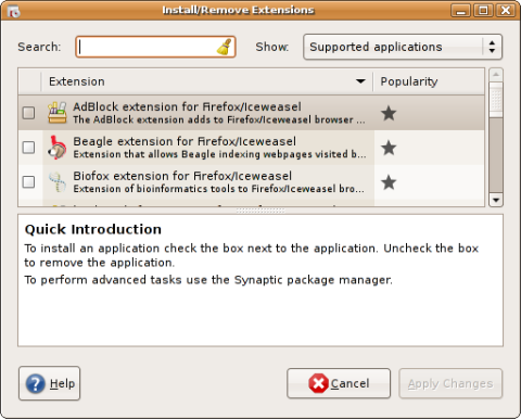 UbuFox - Add/Remove Extensions
